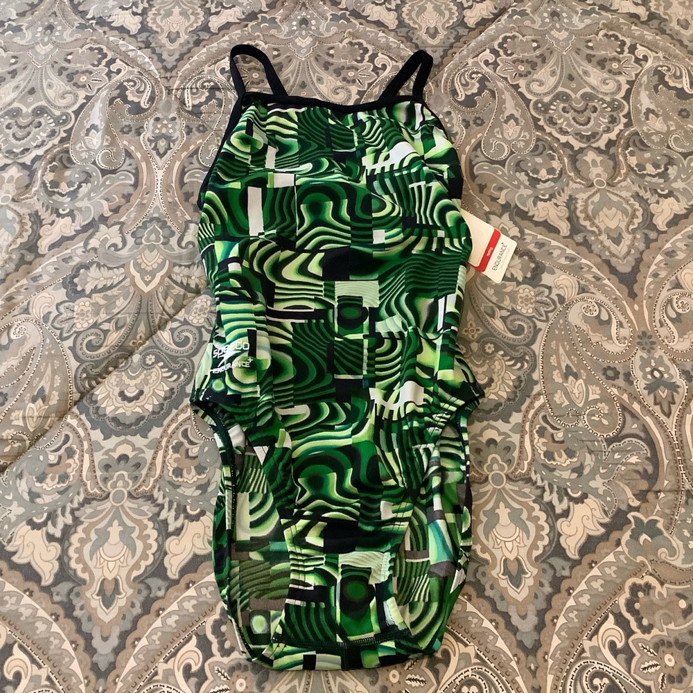 NWT Speedo Cubicle Endurance Plus Flyback Swimsuit Women’s Sz 8/34